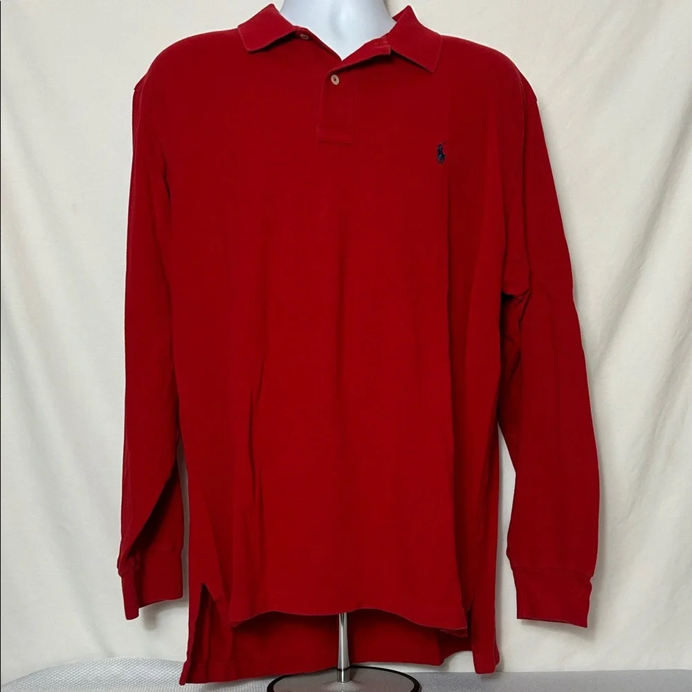 Polo Ralph Lauren Men’s Size XL Red Long Sleeve Golf Shirt Quarter Button